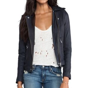 IRO Blue Han Moto Biker Dark Navy Jacket